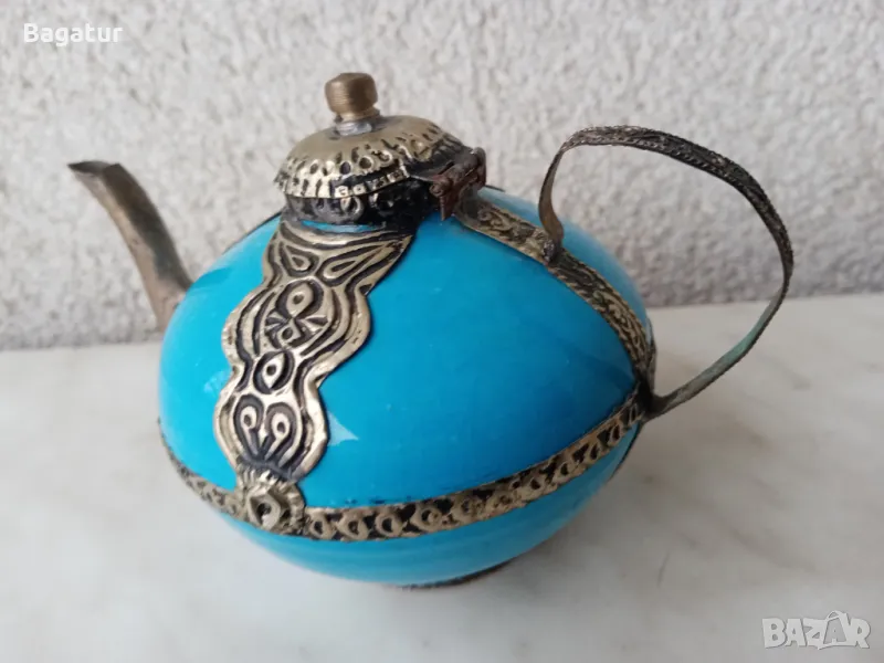 Глина,метал,чайник,Мароко,керамика, Маракеш,, снимка 1