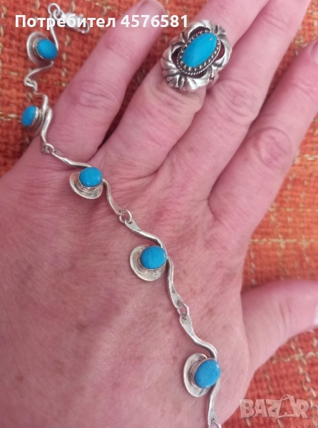 сребро 925 и тюркоаз, снимка 1