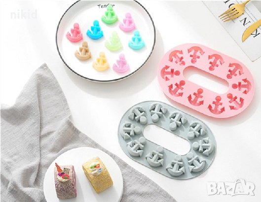 10 бр котва дълбоки силиконов молд форма калъп за фондан шоколад гипс бонбони украса декор, снимка 1