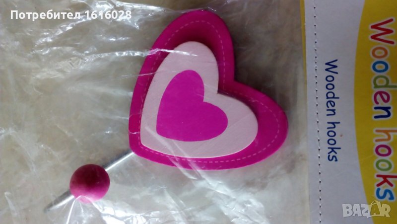 Нови дървени закачалки Сърца., снимка 1