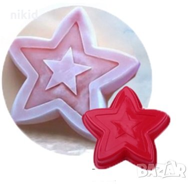 Пентаграм релефна Звезда средна силиконова форма молд силиконов калъп дълбока отливка гипс, снимка 1