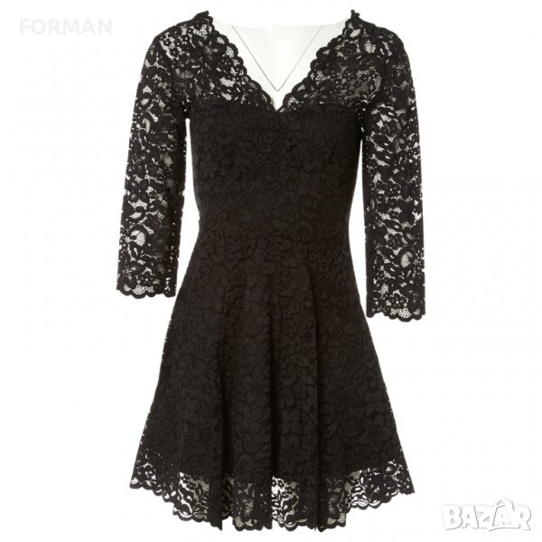 УНИКАЛНО КРАСИВА черна дантелена рокля със 7/8 дължина на ръкава , снимка 1