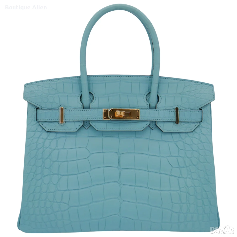 Hermés mini kelly дамска чанта висок клас реплика baby blue crocodile, снимка 1