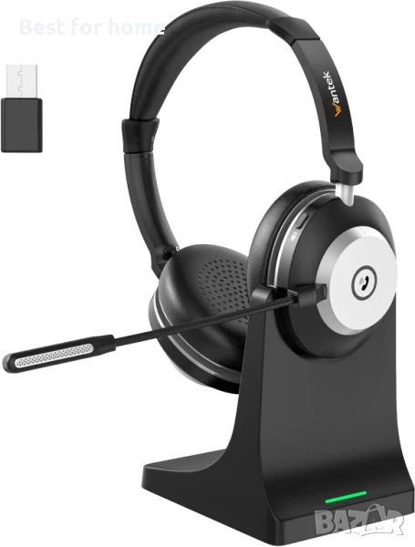 Безжични слушалки Wantek с микрофон - USB и Bluetooth, снимка 1