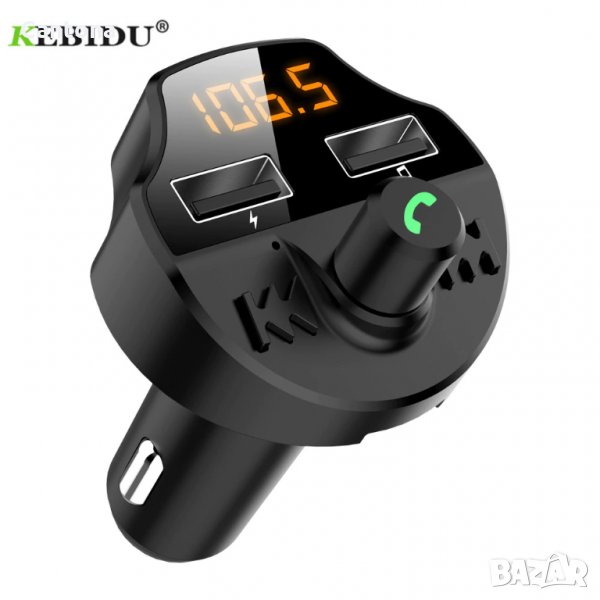 Kebidu Bluetooth FM трансмитер и ВОЛТМЕТЪР, 2 USB зарядни за GSM Bluetooth Car Kit T66, снимка 1