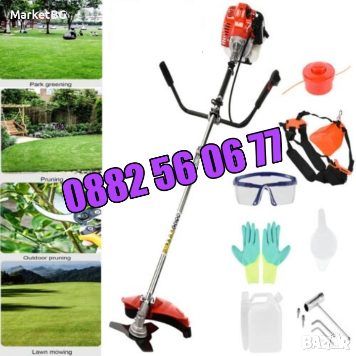 Моторна коса тример 74 куб./ храсторез, бензинов тример + самар, снимка 1