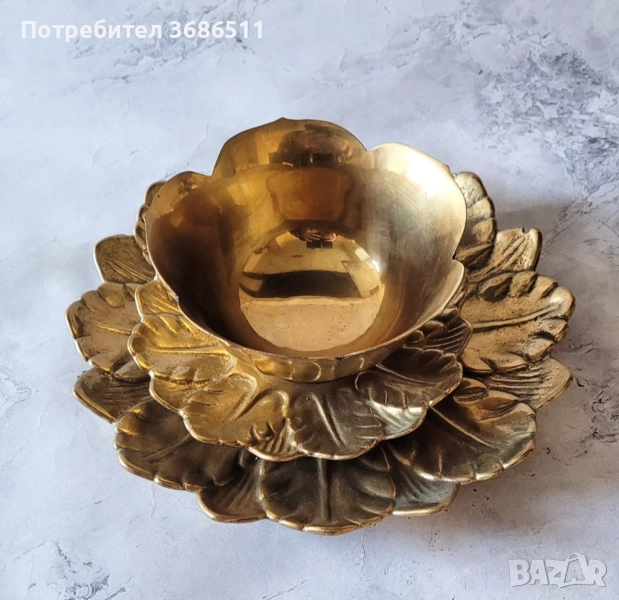 Месингов свещник 3 части, снимка 1