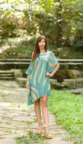 Ръчно рисувана копринена туника "Опиум", снимка 1