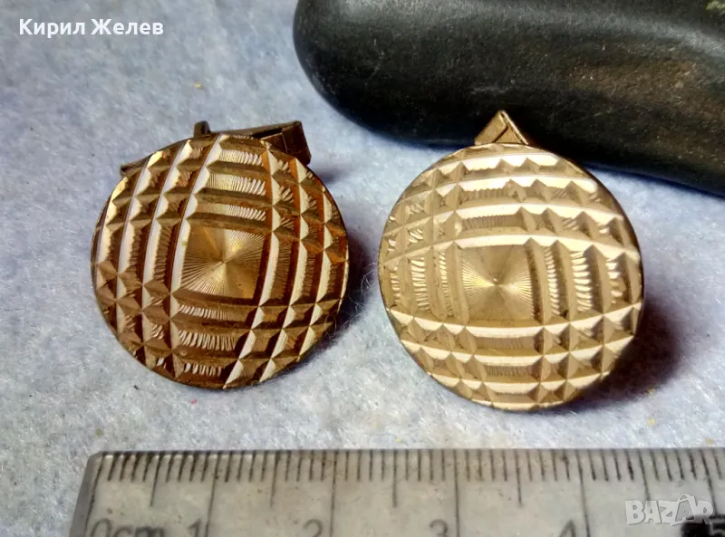 Стари ПОЗЛАТЕНИ СТИЛНО ОРНАМЕНТИРАНИ МЕСИНГОВИ БУТОНЕЛИ РЕТРО КОПЧЕТА За РЪКАВЕЛИ 48837, снимка 1