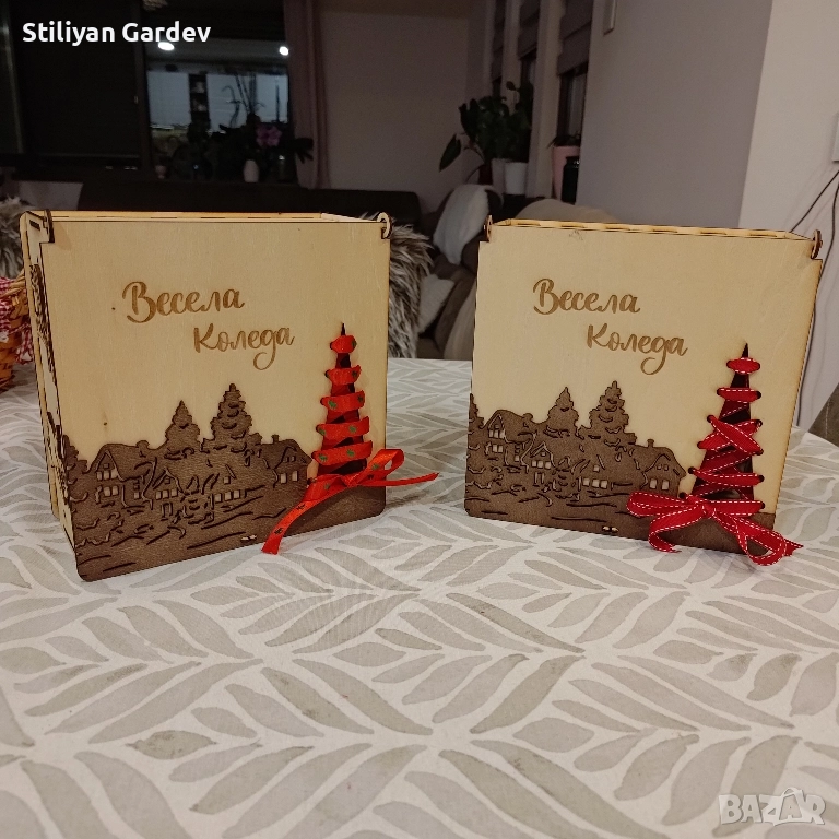 Коледна подаръчна кутия от дърво, снимка 1