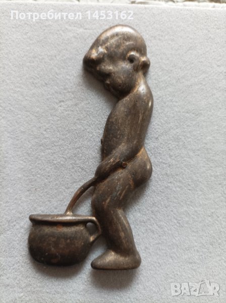Старинна месингова фигура за WC, снимка 1