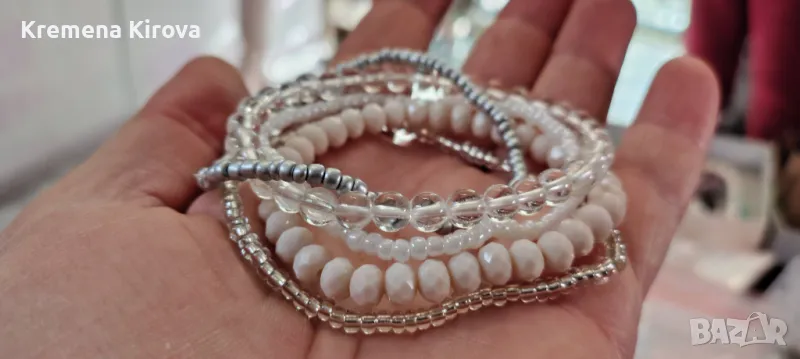 Сетове от по 5 гривни от стъкло и чешки мънсита. Бижута Луди гъби. Ръчна изработка., снимка 1