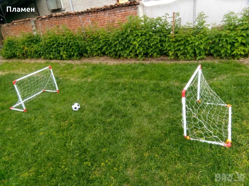 Комплект 2 бр. Футболни врати 85 x 60 x 42 см. + топка+ помпа  игличка колчета и мрежи , снимка 1