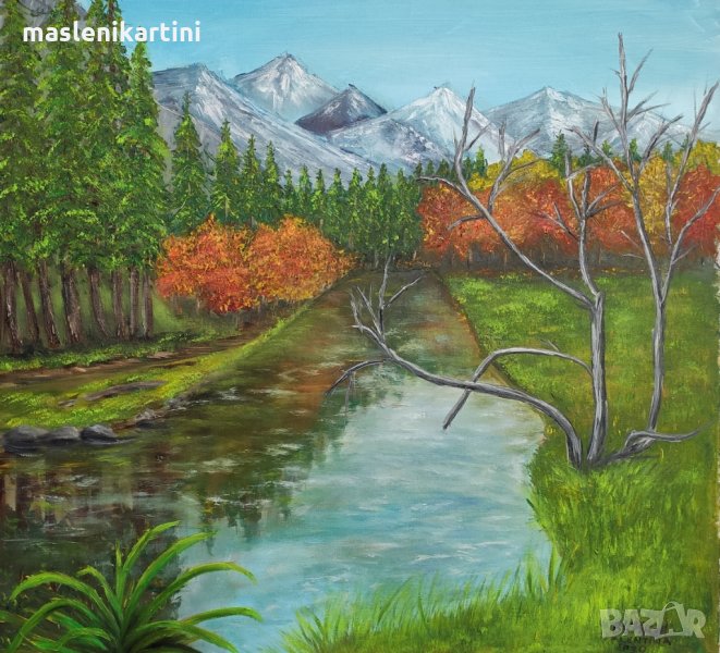 Маслена картина Есен в планината, снимка 1