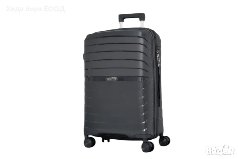 Куфар Полипропилен Среден размер 65х42х26см Черен/Сив/Розов, снимка 1