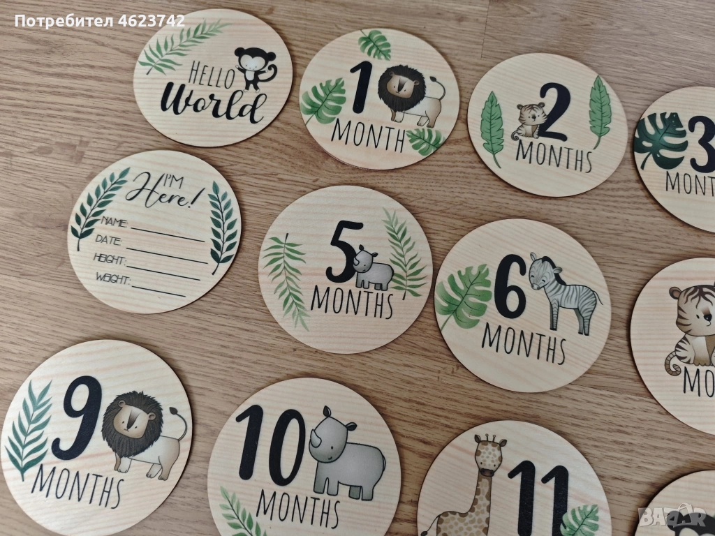 Дървена поставка за снимки на бебето, снимка 1