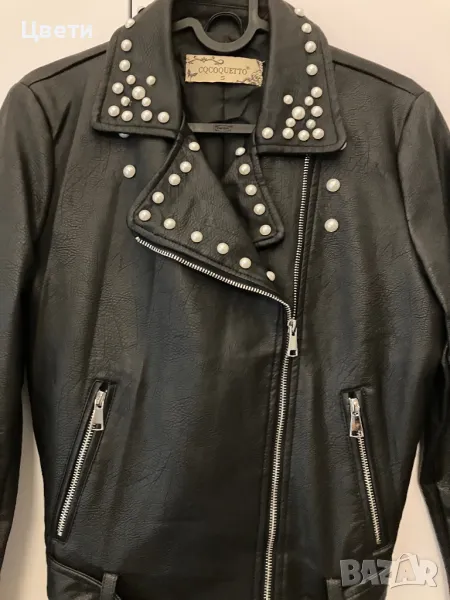 Черно еко кожа яке, снимка 1