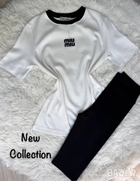 дамски комплекти тениска miu miu къс клин рипс , снимка 1