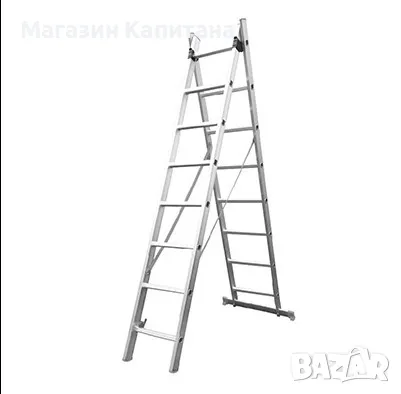Стълба двураменна 2х10 стъпала 5,80м. раб. височ., снимка 1