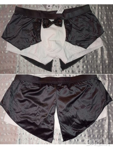 Intimissimi L-Сервитьор-Нови еротични боксерки с фрак от сатен и памук  с панделка с пайети, снимка 1