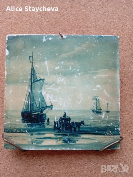 Холандска картина керамична плочка, снимка 1