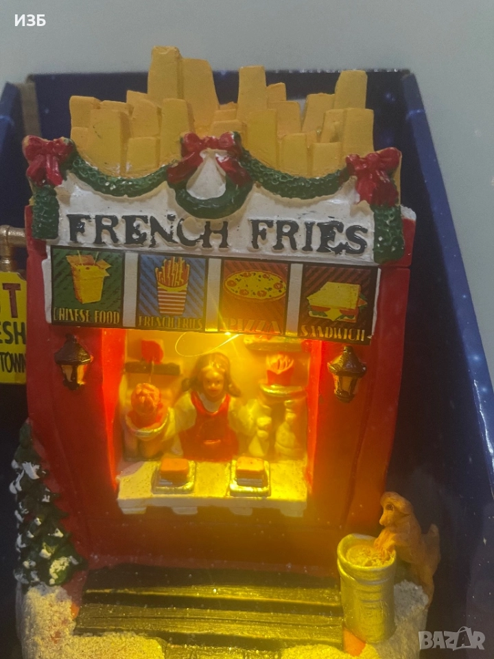  Коледна сцена с LED осветление Magic Village – павильон за пържени картофки, снимка 1