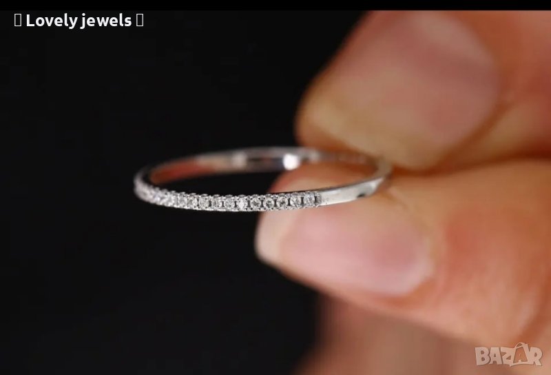 Сребърен пръстен с малки камъни цирконий , снимка 1