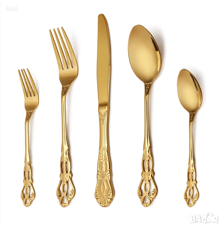 Комплект от 30 части прибори от неръждаема стомана в златен цвят, снимка 1