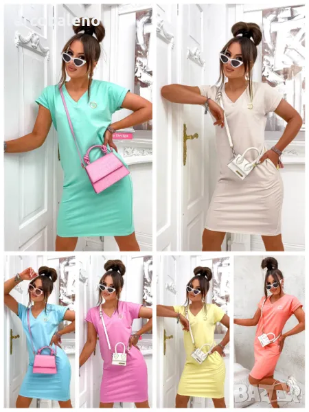 Ежедневна дамска едноцветна рокля, 6цвята , снимка 1