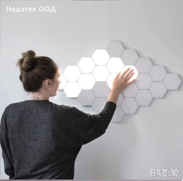 Комплект LED стенни лампи, С дистанционно управление, 7.5x2.5x8.5cm, 3 бр., снимка 1