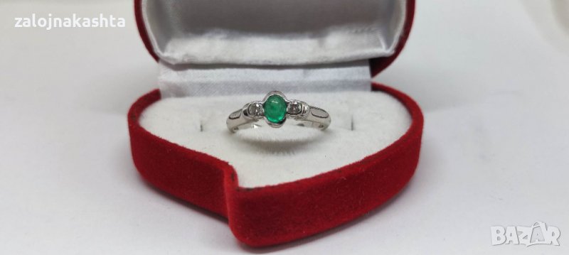 Златен пръстен с Изумруд и брилянти-4,0гр/18кр, снимка 1