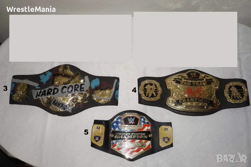 Кеч Титли Wrestling Belts Tag Team Champions/United States Champion/Hardcore Championship, снимка 1