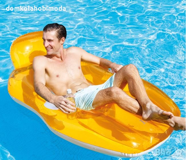  Надуваем плажен матрак Intex Chill 'n Float,163x104 cm, Мрежесто дъно, 2 здрави дръжки , снимка 1