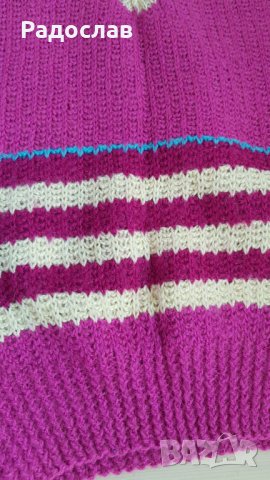 Детски ръчно плетен пуловер нов лилав 12 - 14 год, снимка 5 - Детски пуловери и жилетки - 36617214
