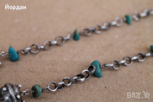 Уникално бижу-сребро с тюркоаз, снимка 4 - Колиета, медальони, синджири - 44050114