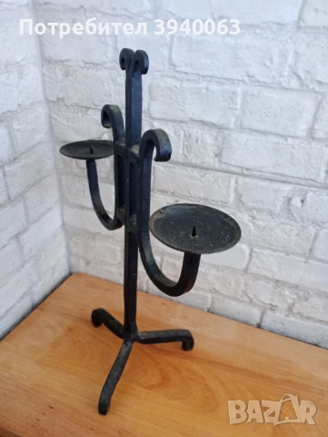 Стар свещник от ковано желязо , снимка 5 - Декорация за дома - 50646667