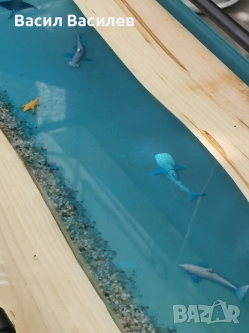 помощна масичка от епоксидна смола и масив, снимка 4 - Маси - 52078573