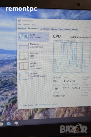 15,6 инчов лаптоп с батерия и зарядно - работи . Intel Celeron 4 GB DDR3 500 GB HDD, снимка 6 - Лаптопи за работа - 53428280