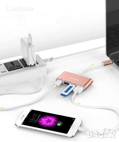LENTION 4-в-1 USB-C хъб с 3 USB 3.0 и захранване Type C PD(CB-C13se), снимка 3 - Други - 38547982