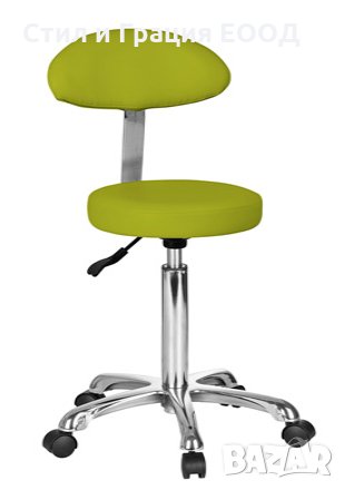 Козметичен/фризьорски стол - табуретка с облегалка Fast+ 55/74 см - черна/бяла/зелена, снимка 3 - Друго оборудване - 28043927
