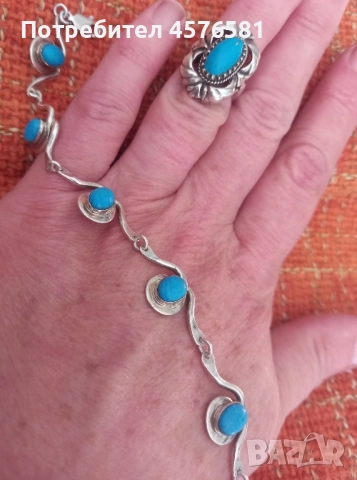 сребро 925 и тюркоаз, снимка 1