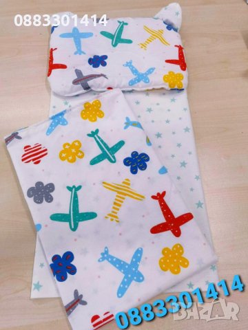 Комплект подложка за количка бебешки с възглавница, одеяло и чаршаф за бебе, снимка 7 - Спално бельо и завивки - 36655766