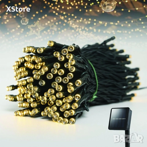 Соларни коледни лампички 12 метра , 100 лампи 5 програми , 4 цвята по избор, снимка 7 - Соларни лампи - 52441951