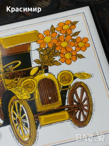 Винтидж керамична поставка с дизайн на стара кола в черен чугун от Холт Хауърд , снимка 2 - Антикварни и старинни предмети - 50680641