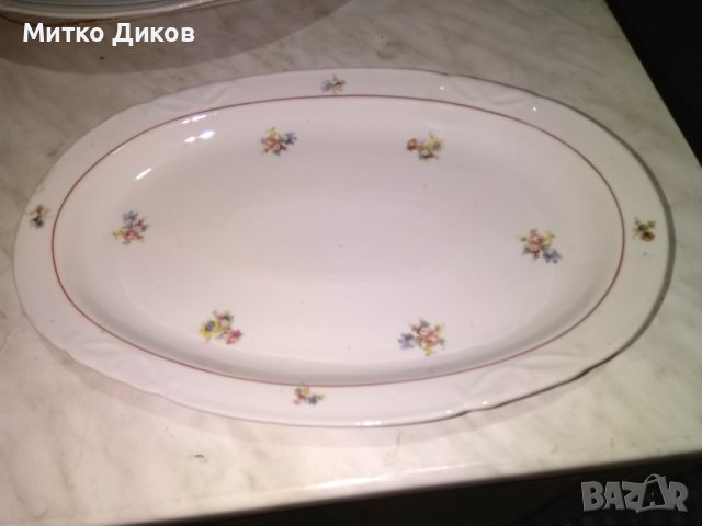 Порцеланово плато поднос от соца на СИП Стойко Иванов Пеев Белослав 390х260мм, снимка 2 - Аксесоари за кухня - 43990886