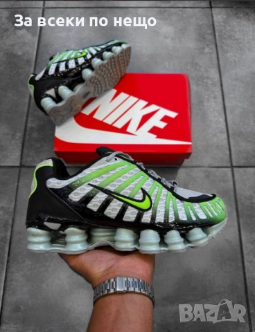Nike Shox TL Мъжки Маратонки С Кутия👟Мъжки Спортни Обувки Сиво, черно и неоново зелено Код S62
