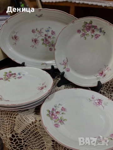  Ябълков цвят на СИП с червени миглички♥️ Плато-36 см 6 броя за основно-23.5 см , снимка 9 - Чинии - 52726047