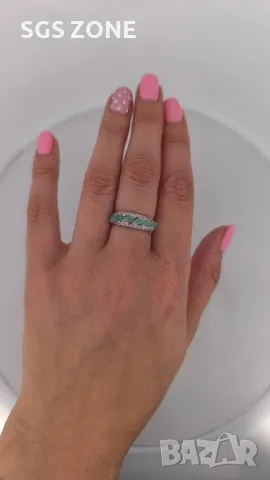 Сребърен Пръстен с Рубин, Сапфир, Изумруд, Турмалин с Прозрачен Топаз, снимка 4 - Пръстени - 50310201