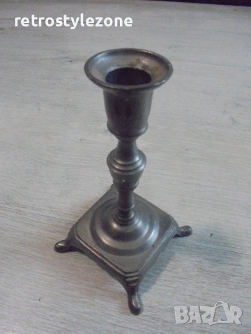№ 8494 Стар метален свещник – Made in Denmark 