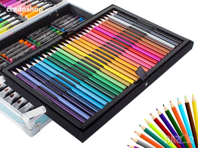 Комплект за рисуване,флумастри,моливи,пастели,бои в метален куфар за деца,художник, снимка 7 - Рисуване и оцветяване - 43466691